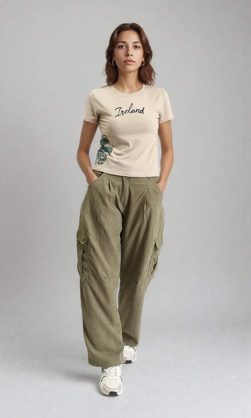 R204534 - Short Sleeves Printed Regular Tee - Light Coffee