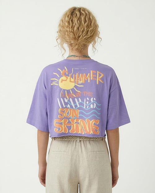 Ravin Women’s Summer Sunshine Cropped Graphic T-Shirt - Purple - R204536