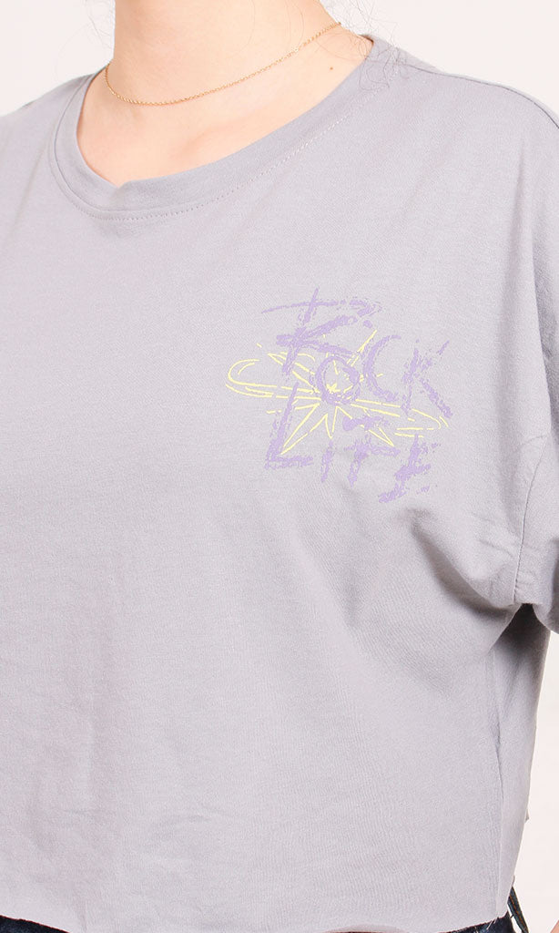 Graphic Printed Relaxed Boxy Cropped T-Shirt