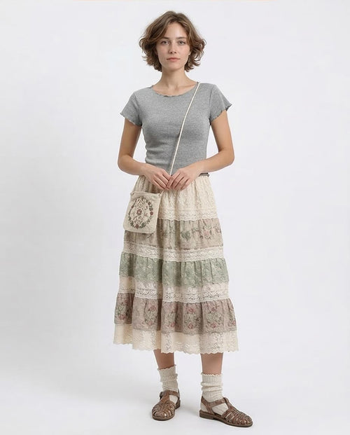 Ravin Women's Metallic Lettuce-Edge Ribbed Tee – Heather Grey - R204538