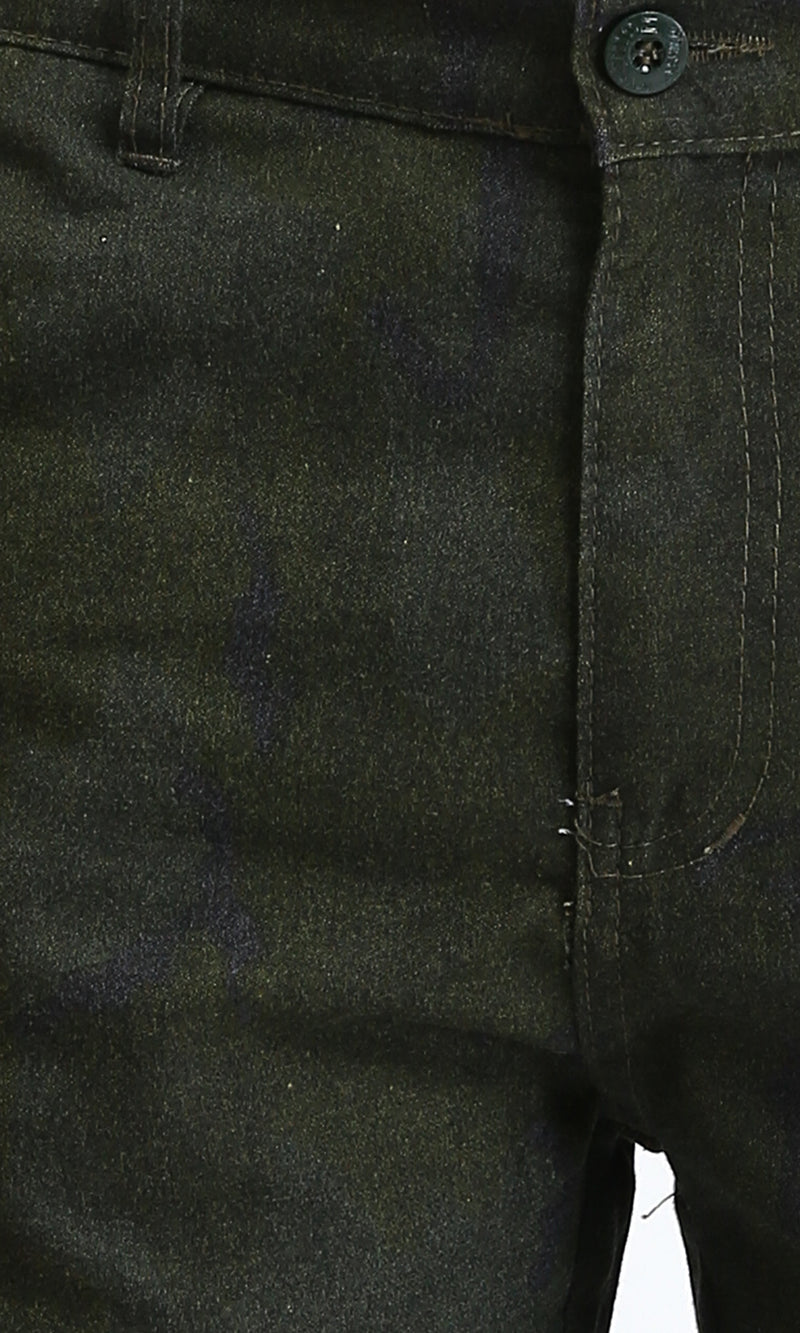 R204539 - Solid Cotton Casual Shorts - Dark Olive