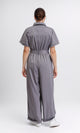 R204587 - Short Sleeves Solid Zipped Jumpsuit - Dark Grey
