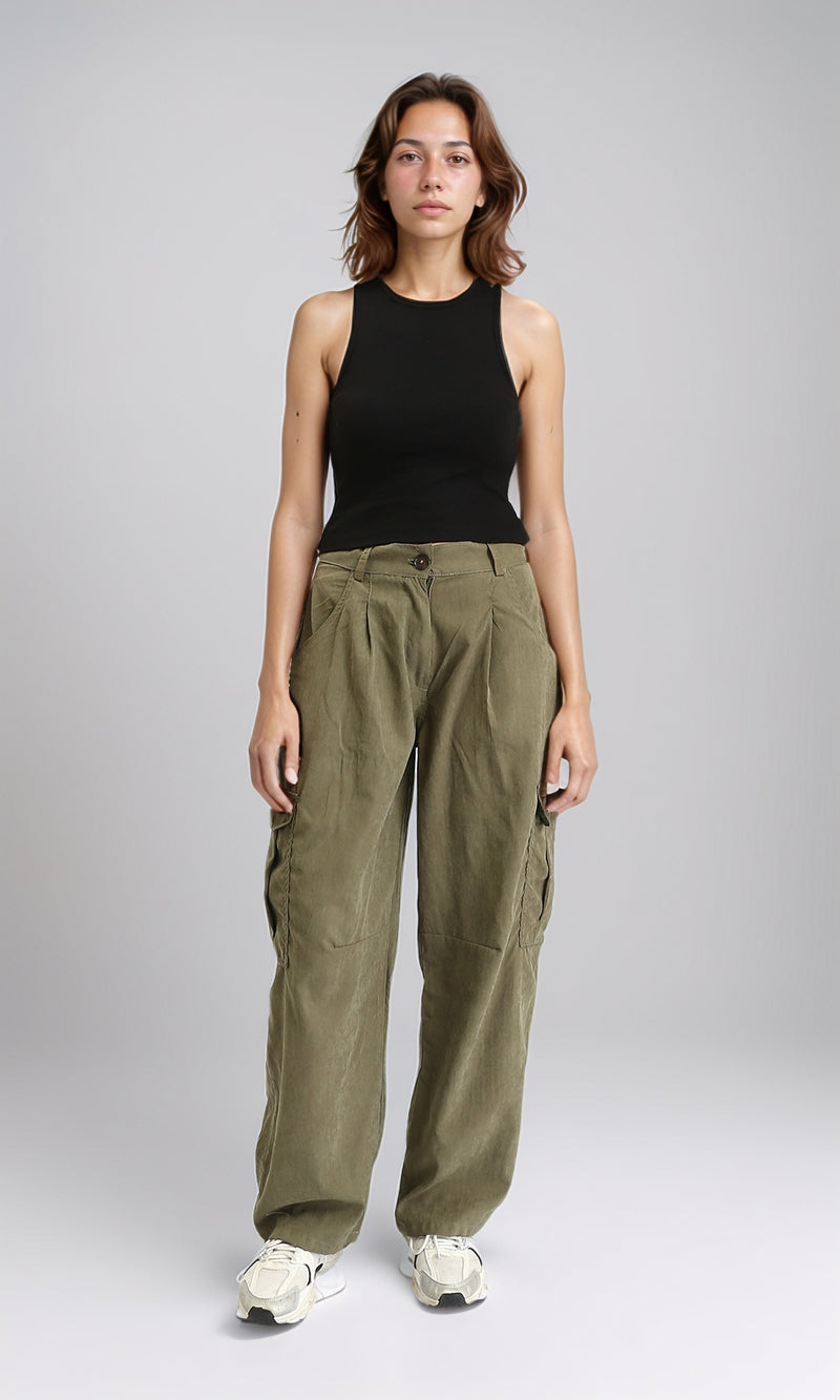 R204588 - Solid Sleeveless Cotton Racer Top - Black