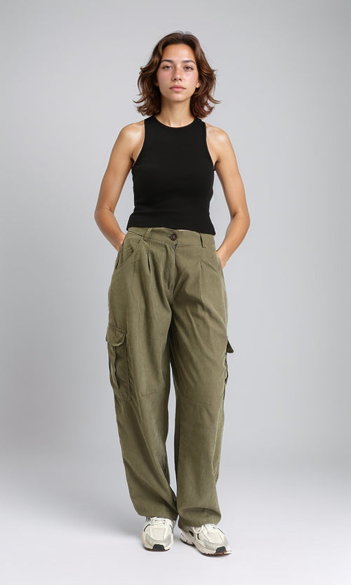 R204588 - Solid Sleeveless Cotton Racer Top - Black