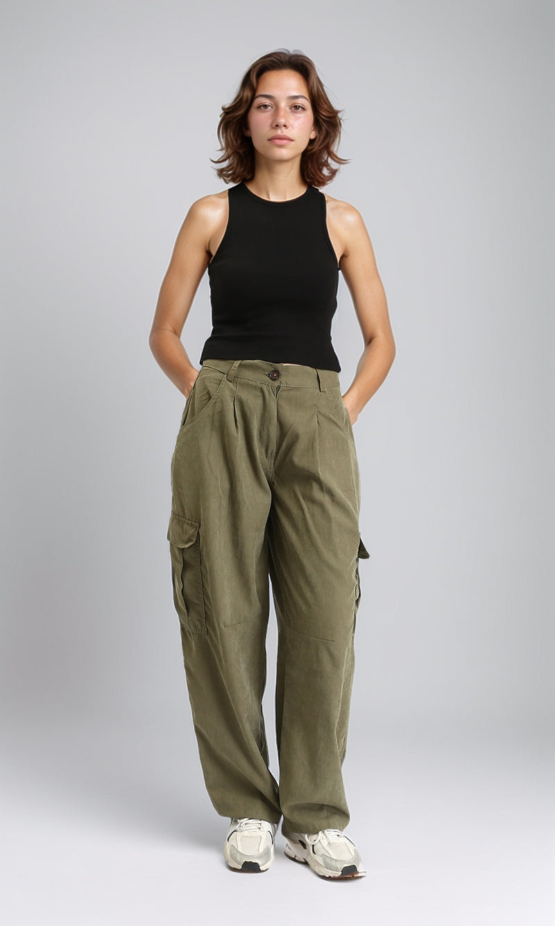 R204588 - Solid Sleeveless Cotton Racer Top - Black