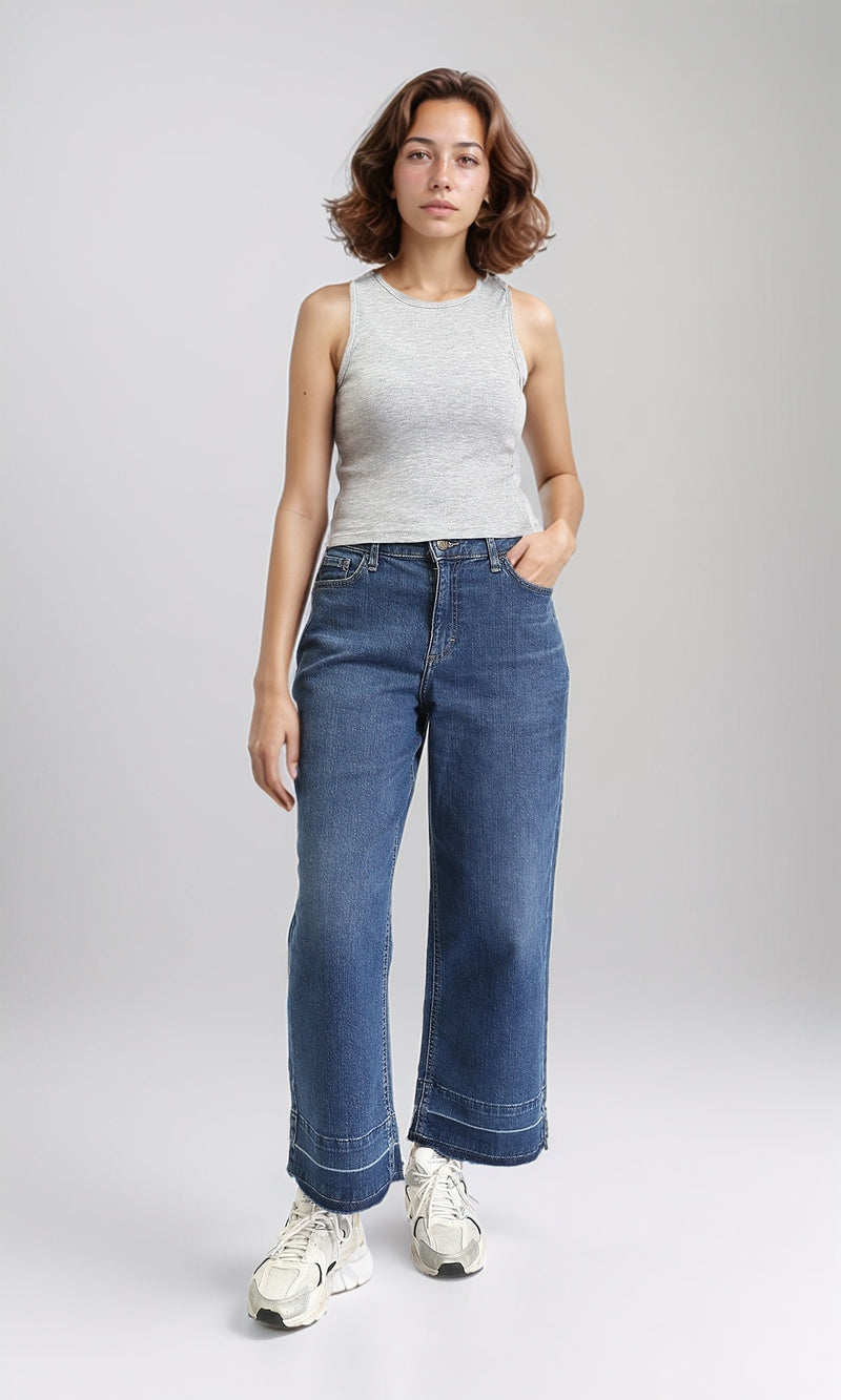 R204590 - Solid Sleeveless Cotton Racer Top - Heather Grey