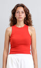 R204591 - Solid Sleeveless Cotton Racer Top - Red