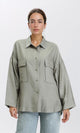 R204595 - Long Sleeves Shirt with Front Pockets - Dark Olive