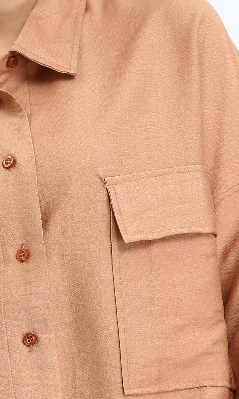 R204596 - Long Sleeves Shirt with Front Pockets - Copper