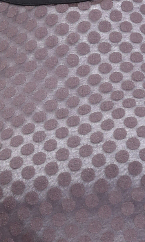 R204604 - Polka Dots Sheer Long Sleeves Top - Dark Grey