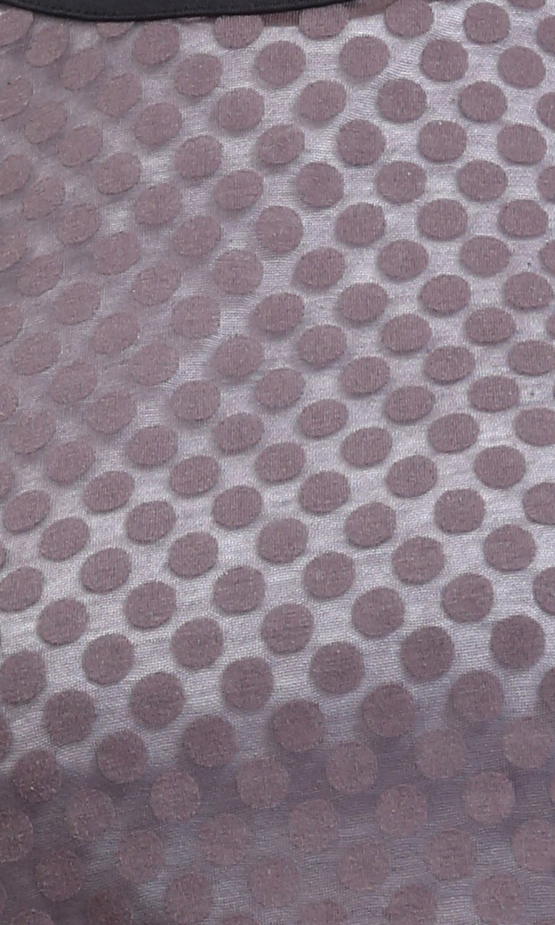 R204604 - Polka Dots Sheer Long Sleeves Top - Dark Grey