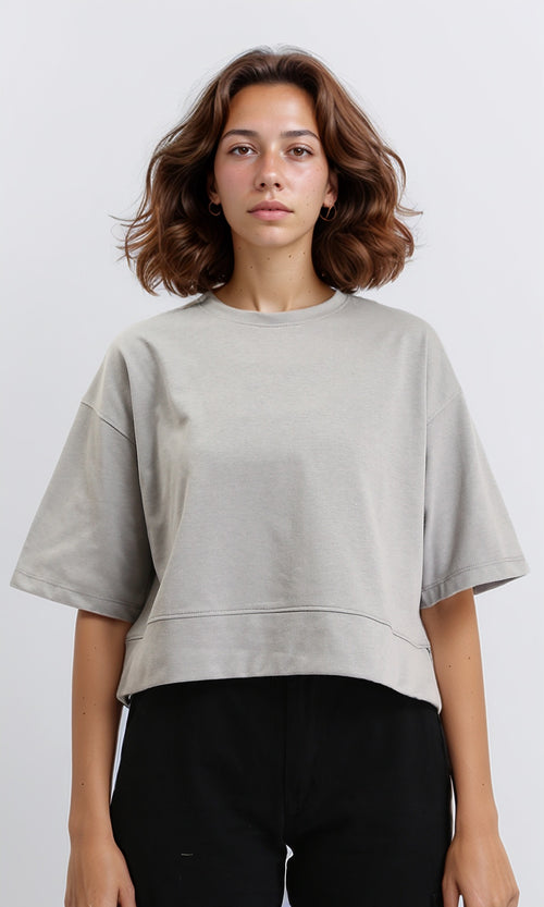 R204610 - Solid Tee with Drop Shoulders - Medium Grey