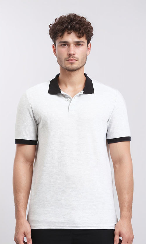 R204665 - Short Sleeves Regular Polo Shirt - Heather Light Grey