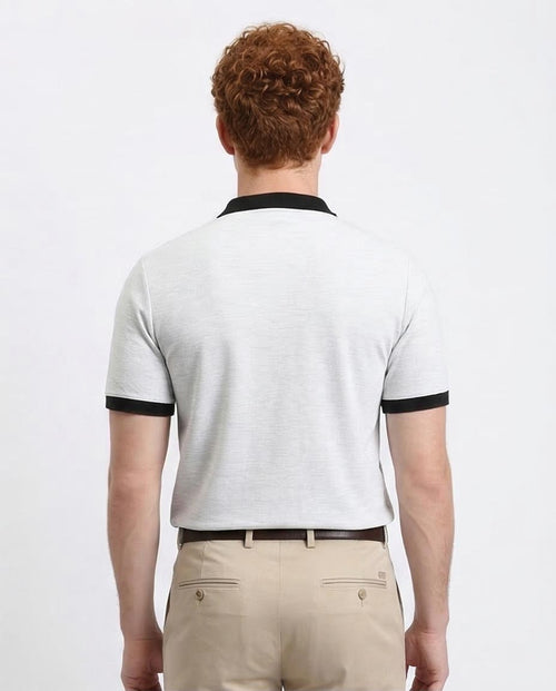 Ravin Men’s Contrast Collar Pique Polo Shirt – Heather Grey - R204665