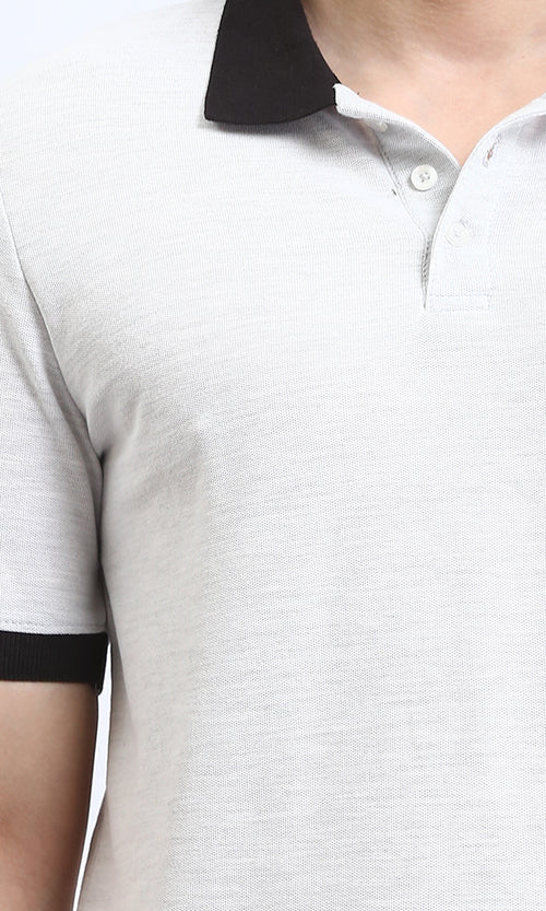 R204665 - Short Sleeves Regular Polo Shirt - Heather Light Grey