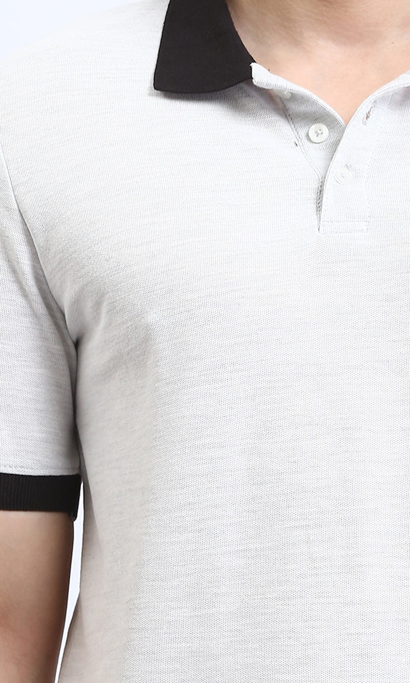 R204665 - Short Sleeves Regular Polo Shirt - Heather Light Grey