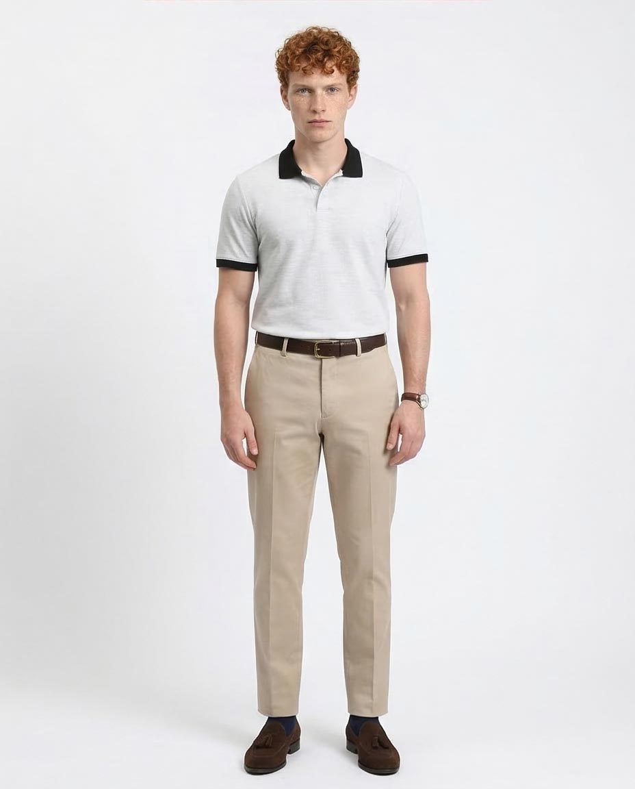 Ravin Men’s Contrast Collar Pique Polo Shirt – Heather Grey - R204665