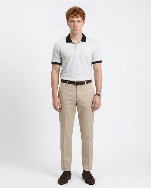 Ravin Men’s Contrast Collar Pique Polo Shirt – Heather Grey - R204665
