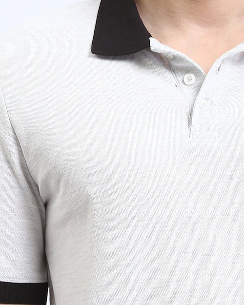 Ravin Men’s Contrast Collar Pique Polo Shirt – Heather Grey - R204665