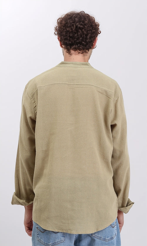 R204675 - Solid Long Sleeves Rayon Shirt - Yellowish Green