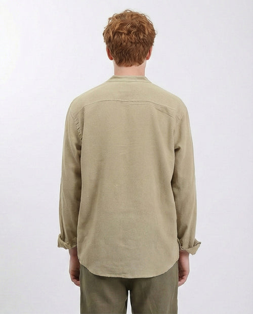 R204675 - Solid Long Sleeves Rayon Shirt - Yellowish Green