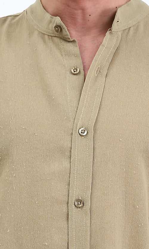 R204675 - Solid Long Sleeves Rayon Shirt - Yellowish Green