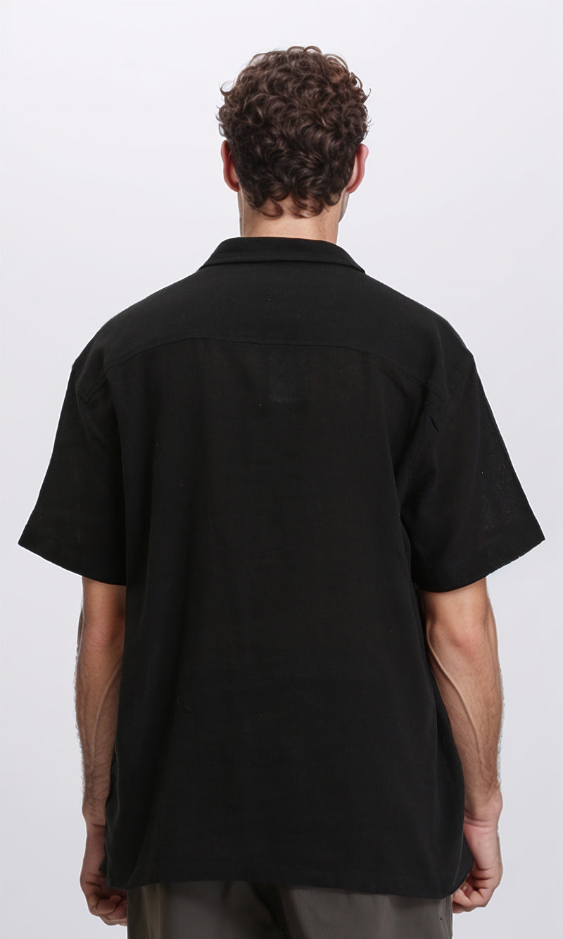 R204681 - Lightweight Solid Cotton Shirt - Black