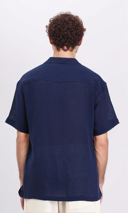 R204682 - Lightweight Solid Short Sleeves Shirt - Navy Blue