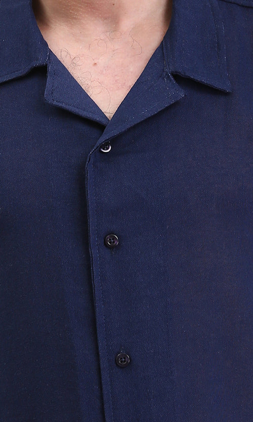R204682 - Lightweight Solid Short Sleeves Shirt - Navy Blue