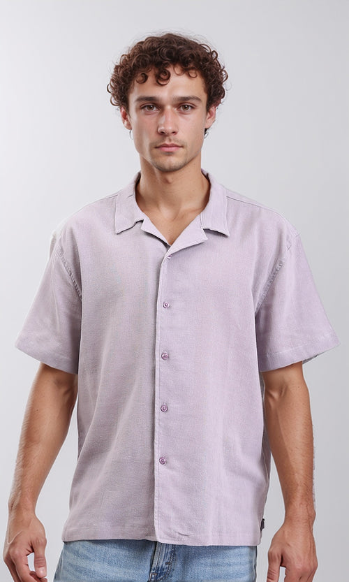 R204684 - Lightweight Solid Short Sleeves Shirt - Light Purple