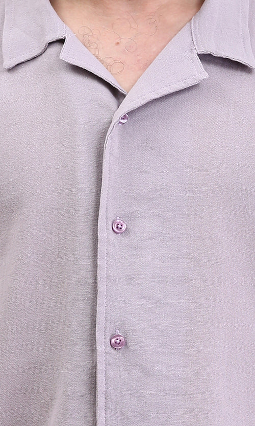 R204684 - Lightweight Solid Short Sleeves Shirt - Light Purple