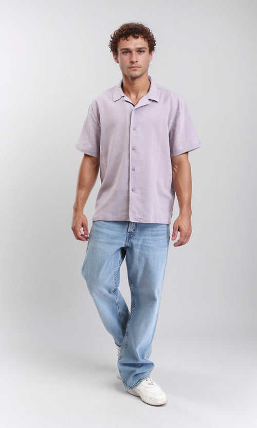 R204684 - Lightweight Solid Short Sleeves Shirt - Light Purple