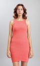 R204686 - Feminine Ribbed Slip On Bodycon Dress - Coral