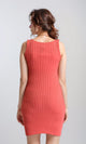 R204686 - Feminine Ribbed Slip On Bodycon Dress - Coral