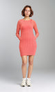 R204686 - Feminine Ribbed Slip On Bodycon Dress - Coral