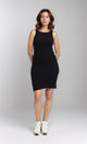 R204689 - Feminine Ribbed Slip On Bodycon Dress - Black