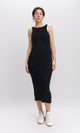R204690 - Sleeveless Slip On Ribbed Midi Dress - Black