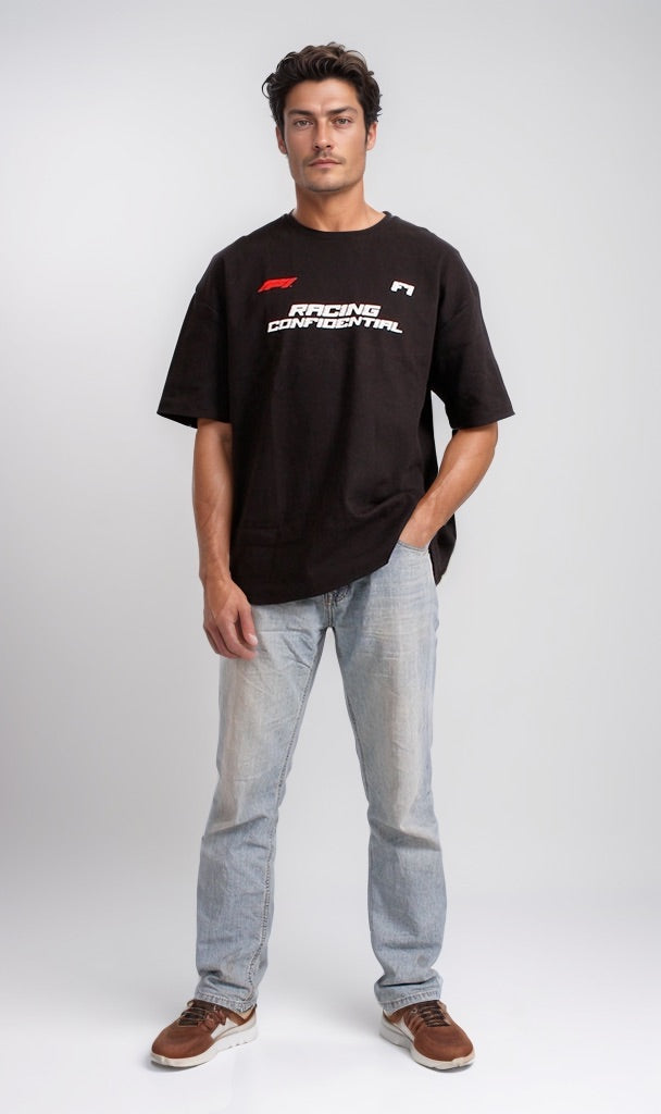 Racing Confidential Graphic Crew-Neck T-Shirt - Black - R204827