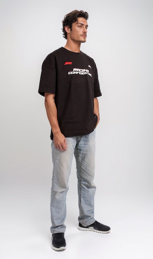 Racing Confidential Graphic Crew-Neck T-Shirt - Black - R204827