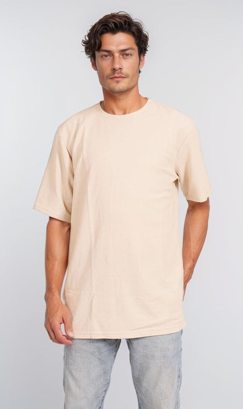 R204829 - Minimalist Beige Oversized T-Shirt