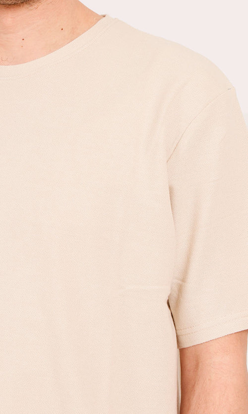R204829 - Minimalist Beige Oversized T-Shirt