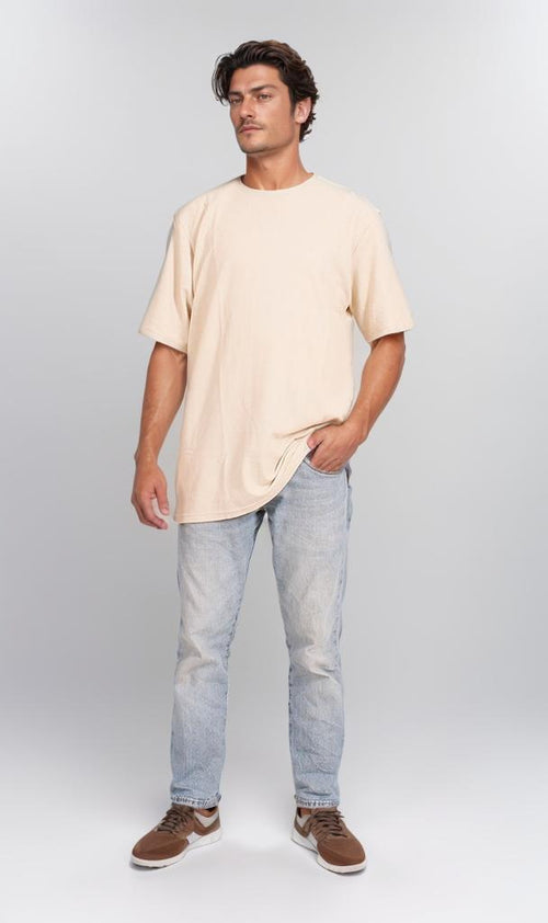 R204829 - Minimalist Beige Oversized T-Shirt