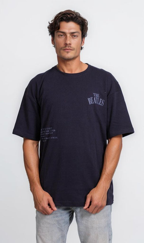 R204831 - Beatles Graphic Oversized T-Shirt – Navy Blue