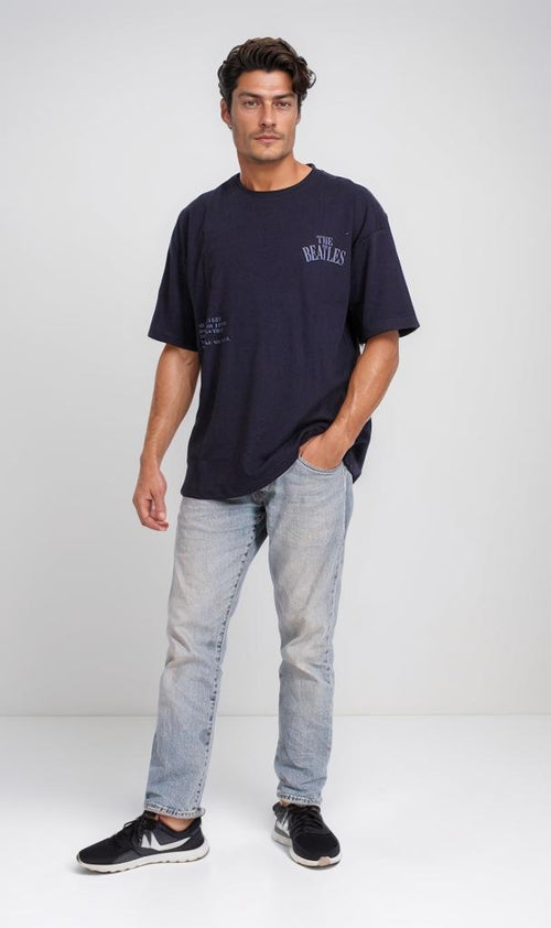 R204831 - Beatles Graphic Oversized T-Shirt – Navy Blue