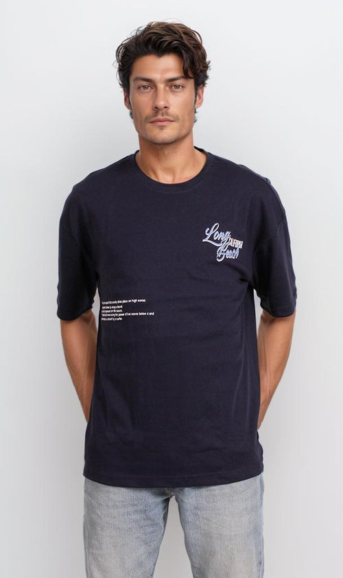 R204832 - Wave Reader Graphic T-Shirt – Navy Blue