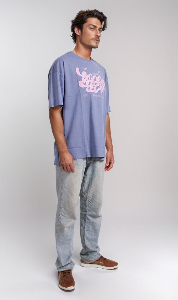 Club Tee Ree Graphic Oversized Tee - Blue