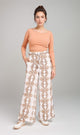 R204835-R204835 - Printed Wide-Leg Pants - Beige & Brown
