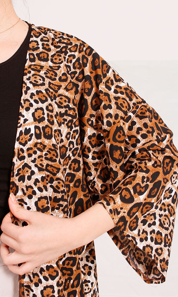 Women's Animal Print Open-Front Long Cardigan