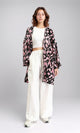 R204870 - Patterned Open Neckline Cardigan - Pink & Black