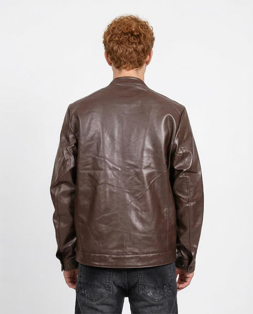 Ravin Men’s Faux-Leather Racer Jacket – Dark Brown - R204882